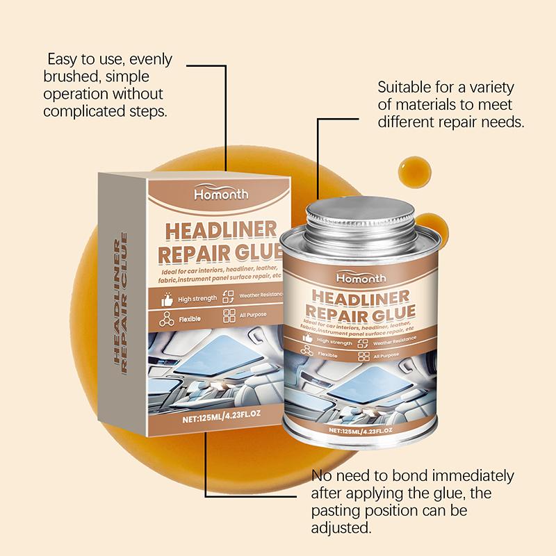 Dachhimmel-Reparaturkleber 125 ml, flexibler Autodachhimmel-Kleber, transparenter Polsterkleber für Autos, mit Pinsel, geeignet für Automobile