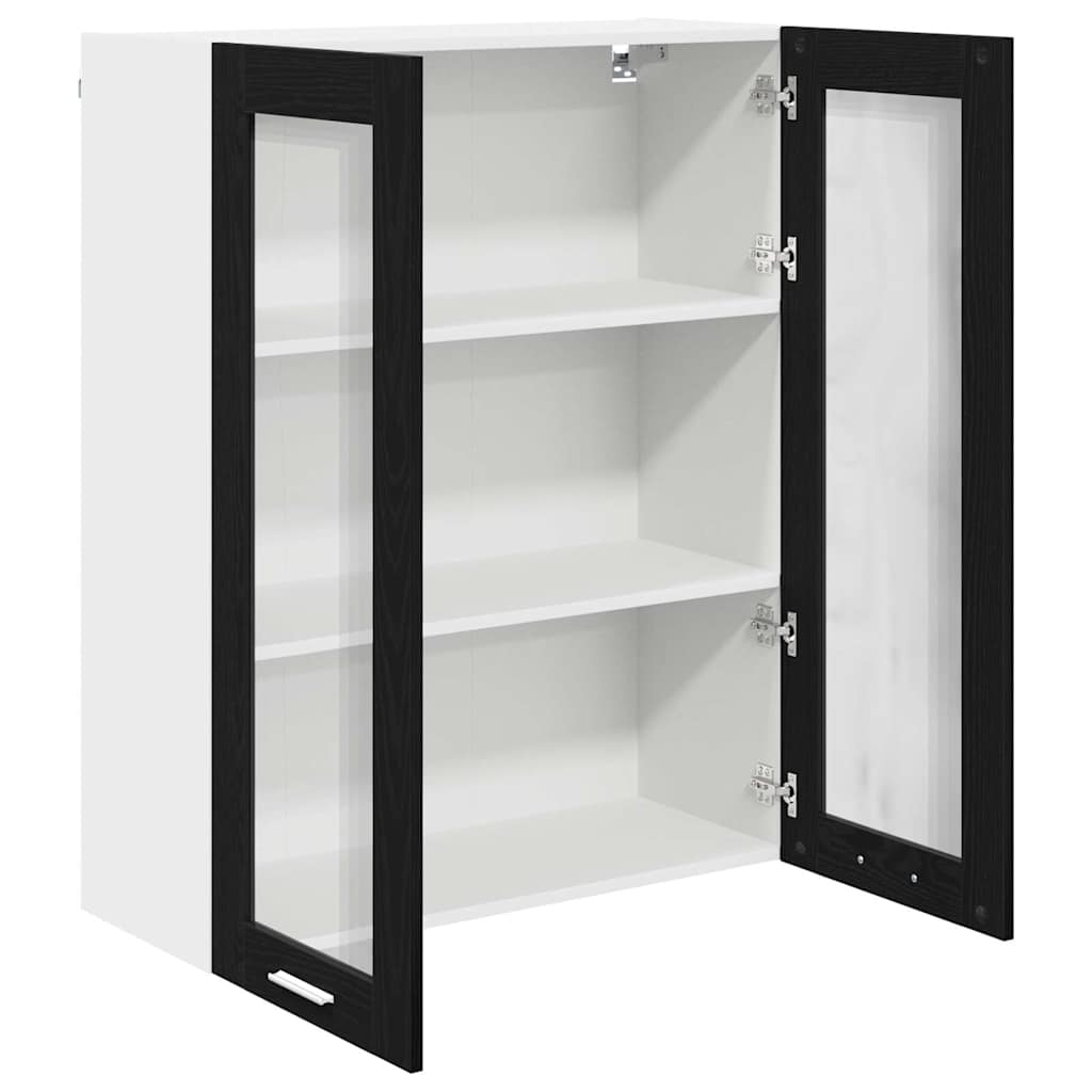 Hanging Cabinet with Storage Black Oak Effect 80 X 31 X 100 Cm