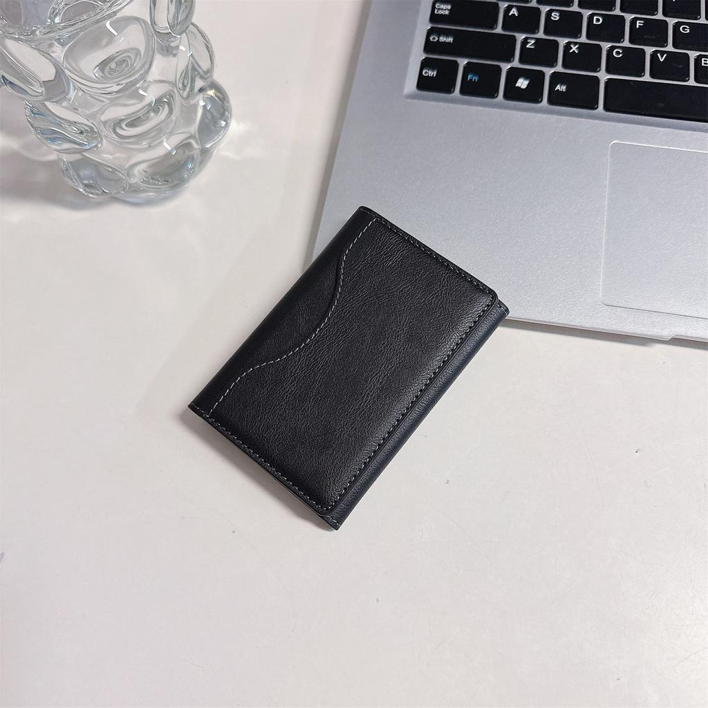 Magnetic folding multi-function card bag for Apple solid color magnetic leather for iPhone folding card bag