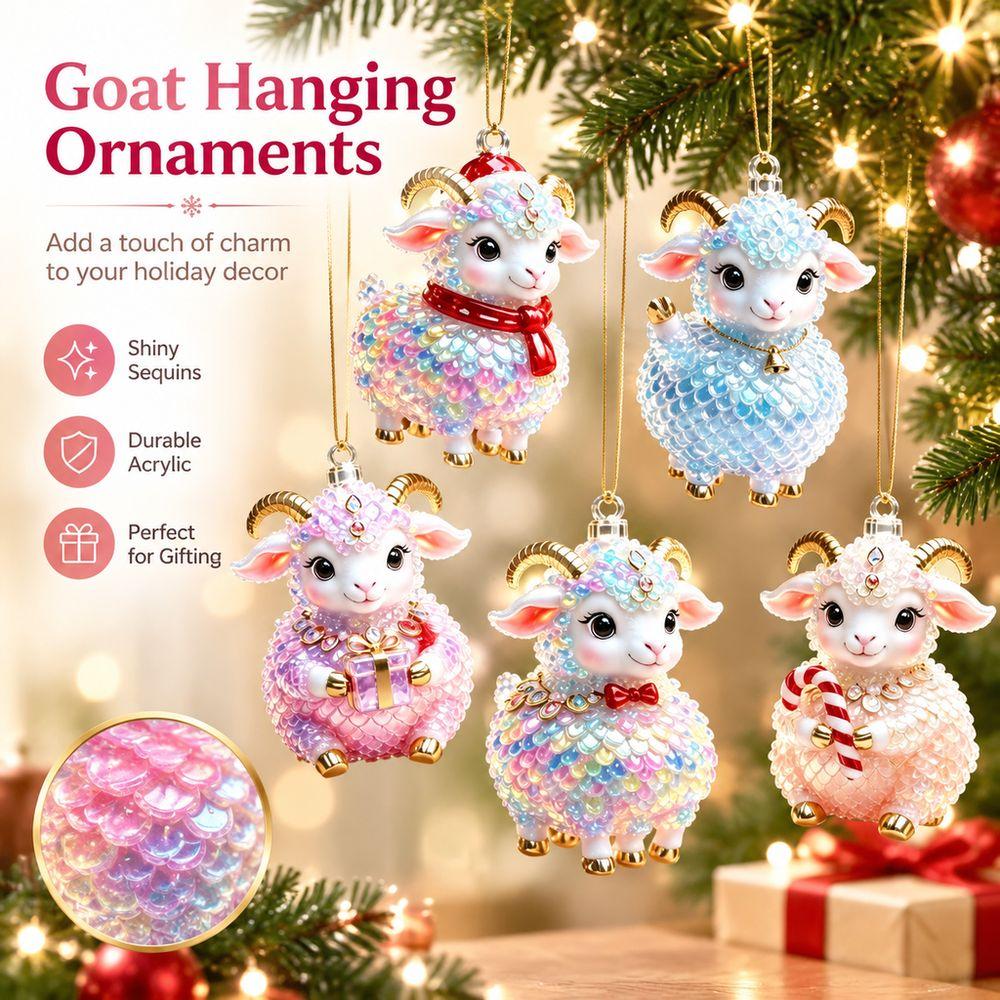 5Pcs Layered Sequin Style Goat Pendant Animal Hanging Decoration  Kids Gift
