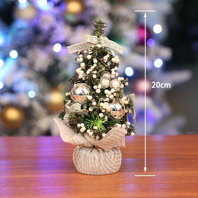 

20cm Mini Christmas Tree Ornaments - Holiday Decorations for Desktops & Shopping Mall Windows срібний