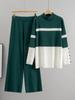 European Trendy Striped Sweater & Wide-Leg Pants Set for Women - Autumn/Winter Fashion Two-Piece