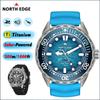 North Edge TRITON Hodinky napájené solární energií Vodotěsné hodinky pro potápění a plavání Otočný digitální rámeček Titanové pánské hodinky pro venkovní sport