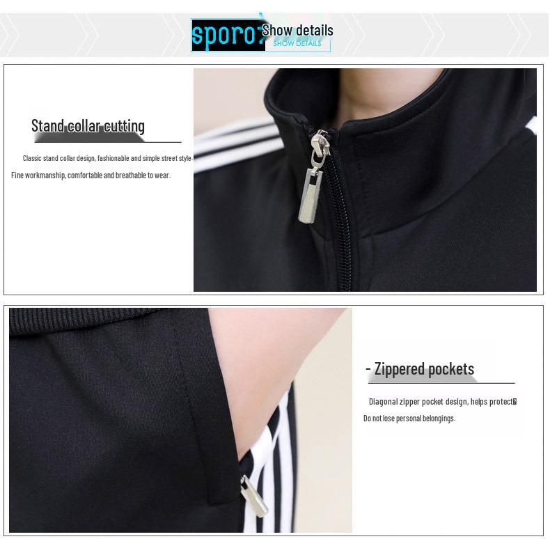 Trendy Three-Stripes Unisex Sports Suit: Customizable LOGO for Spring & Autumn