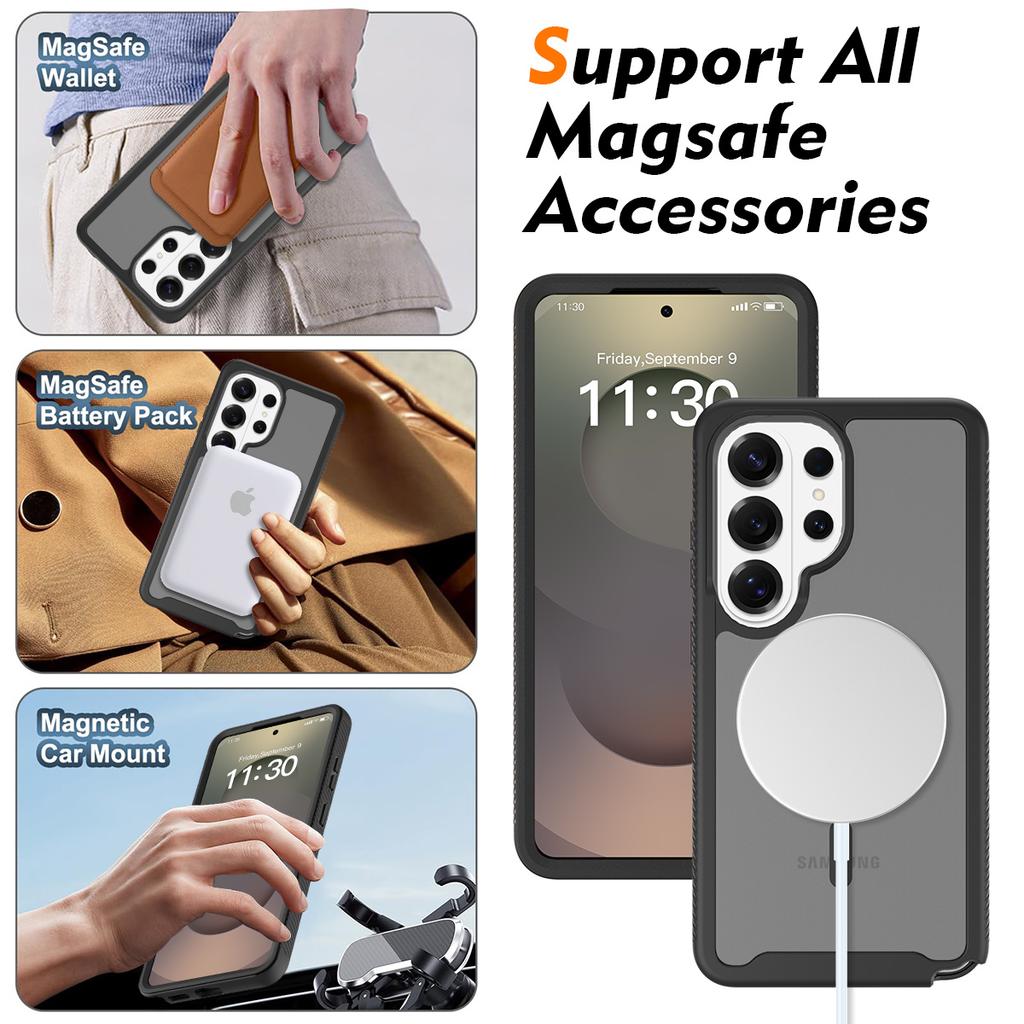 Armor Design Magnetic Phone Case for Samsung S26 Ultra S26 Plus A57 A37 A17 A56 A36 A16 OTT-BOX XT Full-protect Shockproof Cover