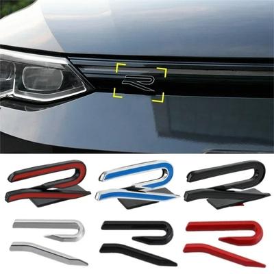 1Pc R Metal Car Front Grille Emblem Stickers Rear Trunk Side Badge Decals For Golf 8 R LINE Beetle Passat Tiguan Jetta