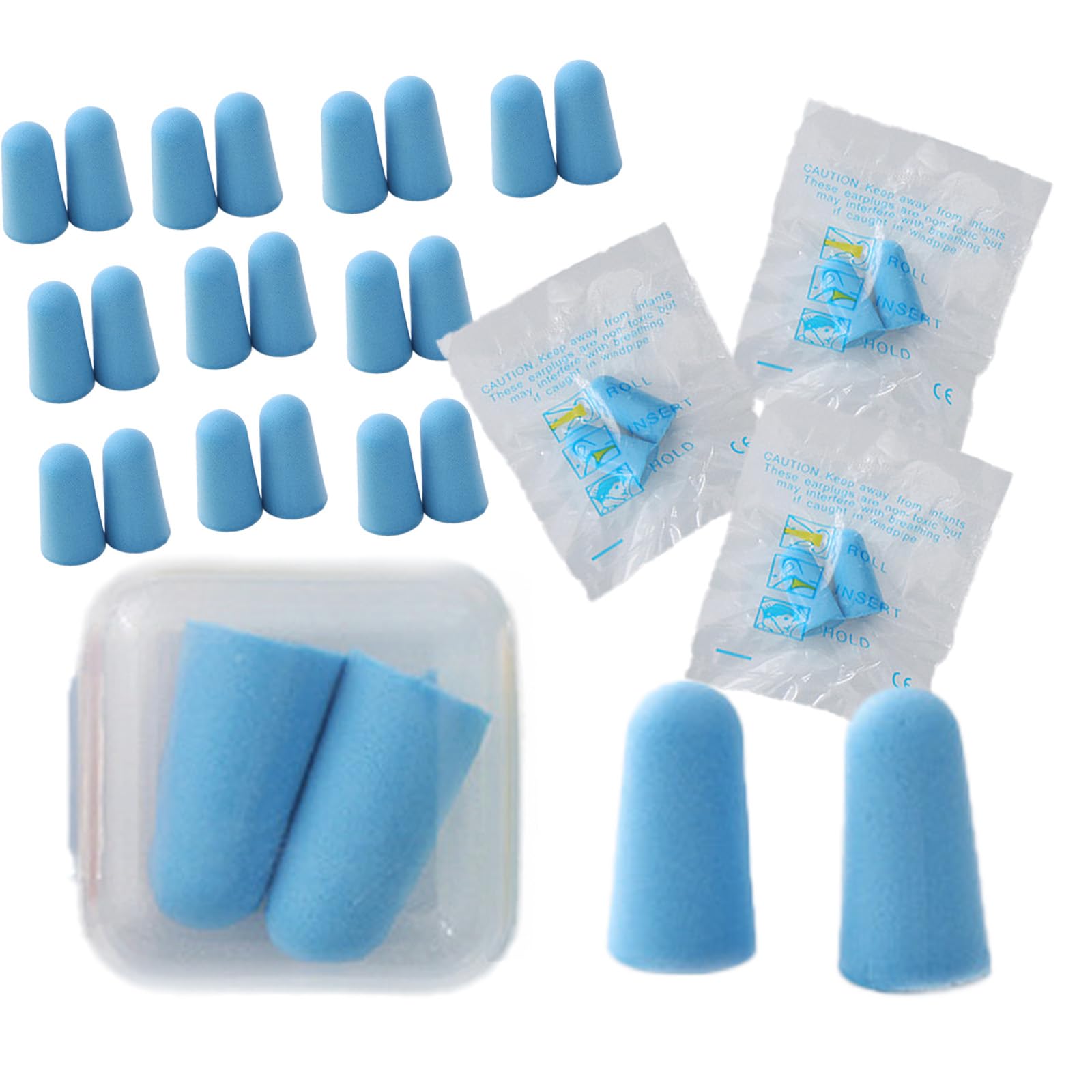 

EMIRAIZE 400 count Large Individually Carrying Complete Sound for Sleep Earplugs, (200 pairs), Capacity, Packaged, Case, Blocking, Soft, синий