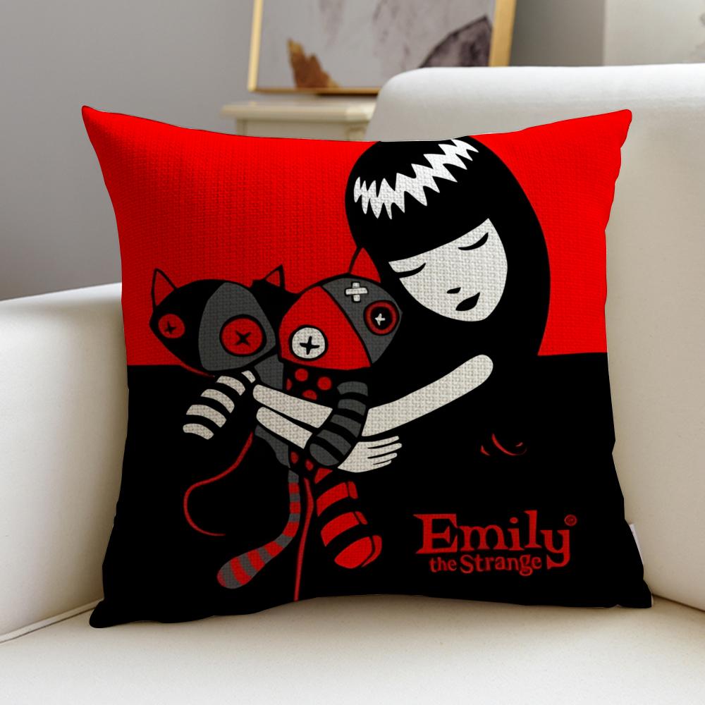Emily the Cool StrangS Cushion Cover Breathable and skinfriendly linen pillowcase square removable and washable cushion