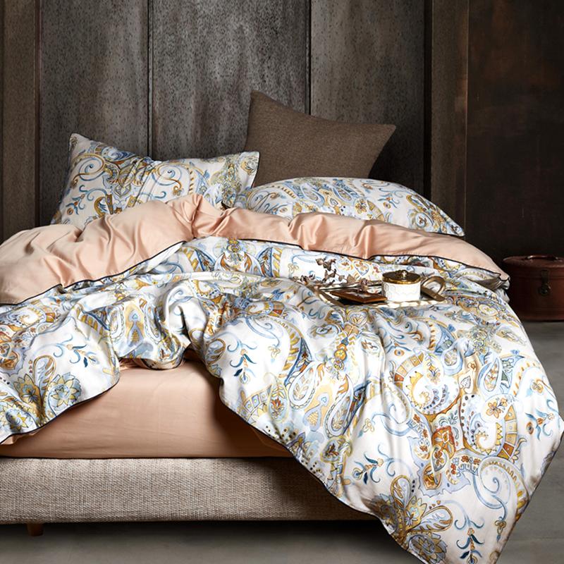 Egyptian Cotton Bed Linen Sheets, Bedding Sets, Duvet Cover, Flower Print, Pastoral Princess Bedspreads