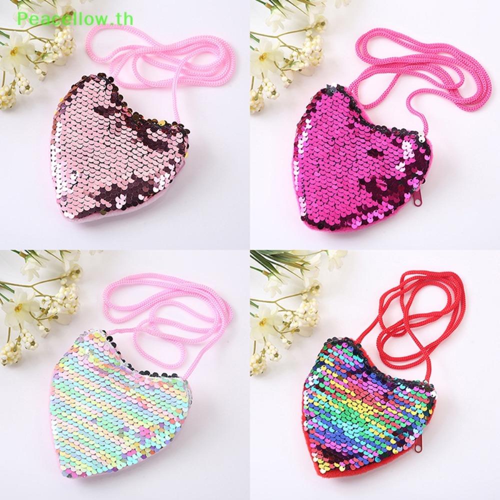 High Quality Mini Cute Kids Tote Bag Decorative Heart Shape Sequin Bag Princess Shiny Kids Funny Shoulder Bag