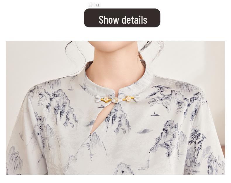 Mom's 2026 Chinese-Style Short Sleeve Summer Blouse for Middle-Aged Women
