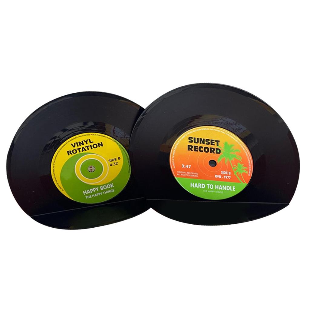 2pcs Book Holders Vinyl Record Shape Rounded Edges Vintage Bookends Book Stand for Student