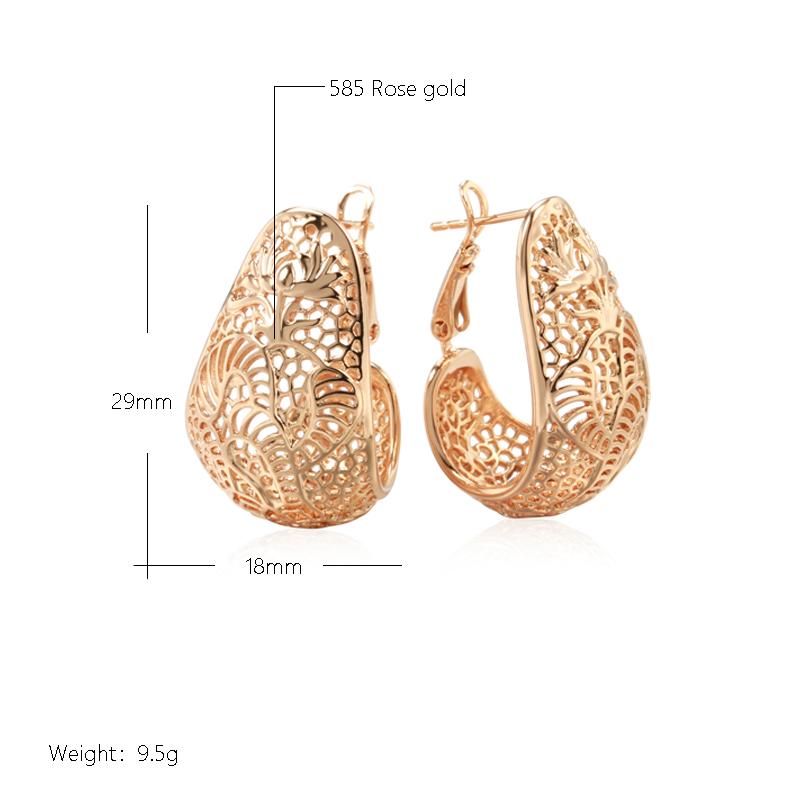 New Trend  Rose Gold Color Glossy Earrings For Women Fashion Creative Party Jewelry Simple Hollow Flower Drop Earrings