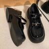 2025 summer thin thick-soled black patent leather Mary Jane small leather shoes women's retro college style versatile single shoes with skirt