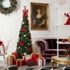 Luxury Folding Telescopic Christmas Tree with Warm Lights - Green Flocking Floor-Standing Decor