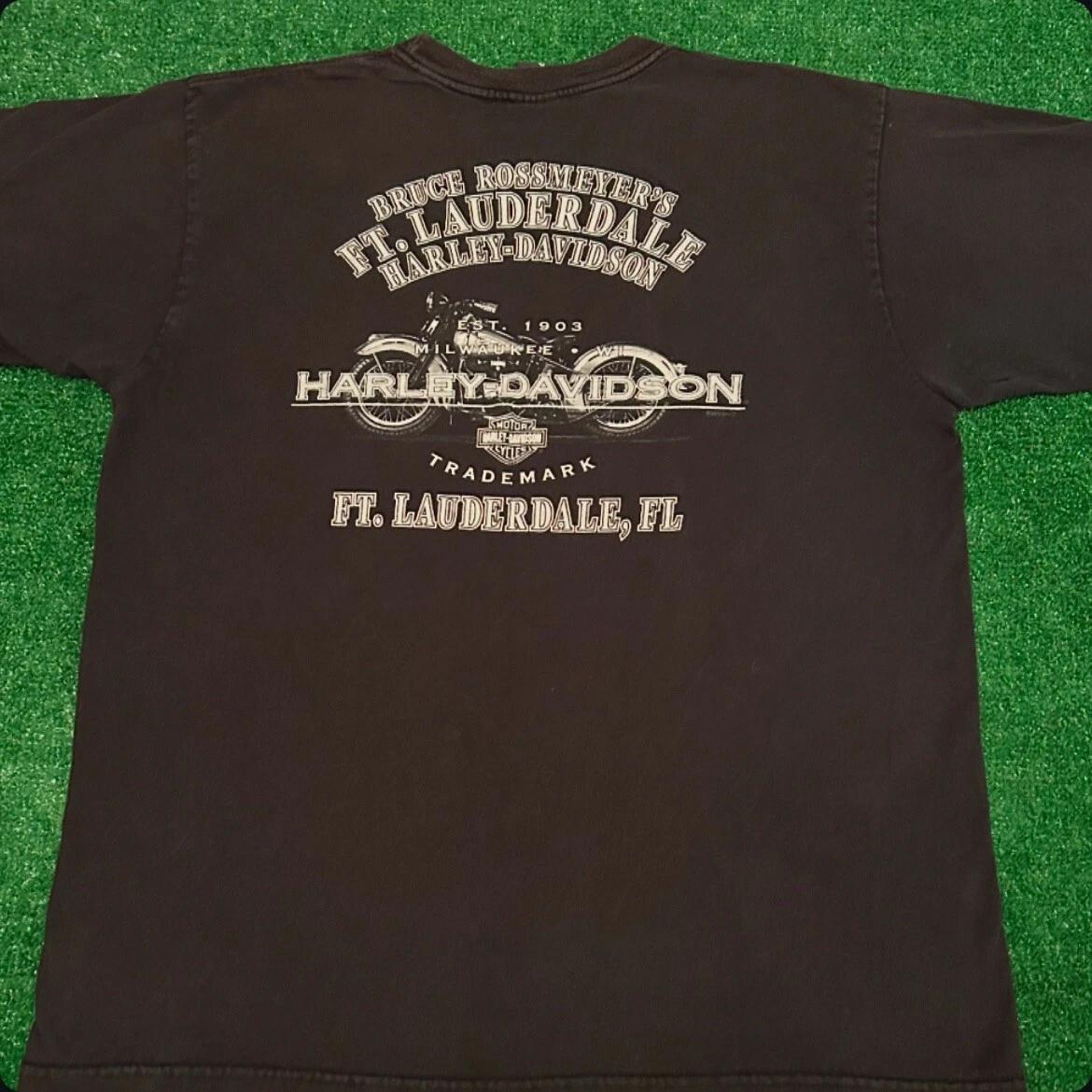 Vintage 90s Y2K Harley Davidson Biker Ft Lauderdale Florida Logo 2005 Shirt XL XL