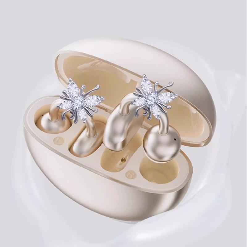 1 Pair Elegant Zirconia Decorative Earphone Parts Diy Decoration Bow For Clip-On Earbuds Open Ear Accessories