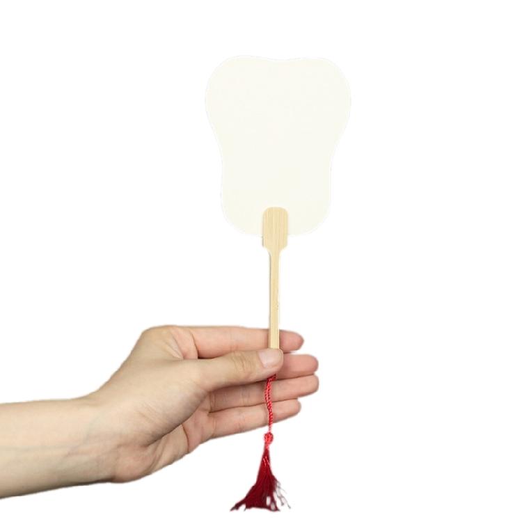 Chinese Rice Paper Fan White Round Fan with Tassels DIYs Blank Fan Decors