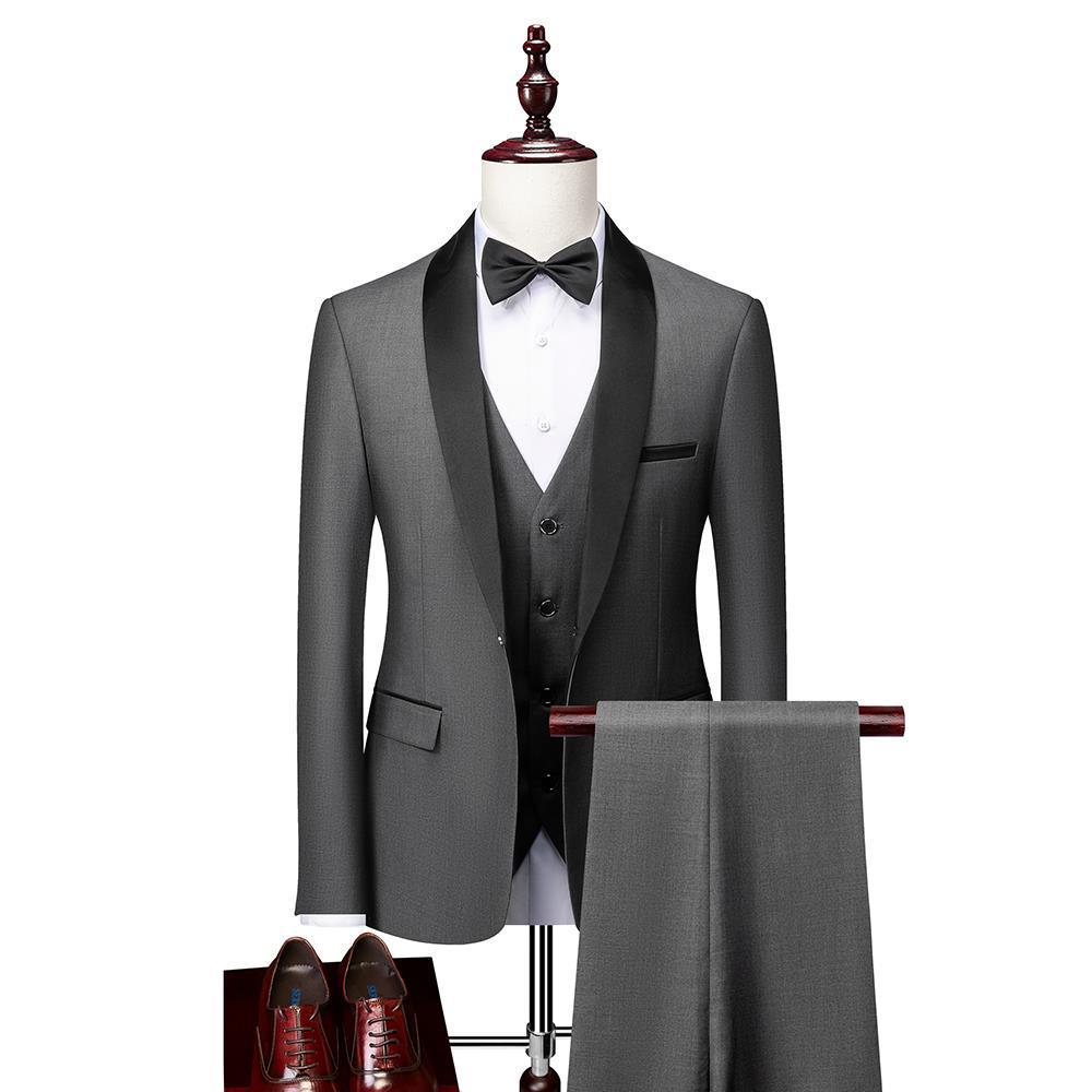 Autumn 2022 Men's Slim Fit Three-Piece Business Casual Suit for Weddings & Groom