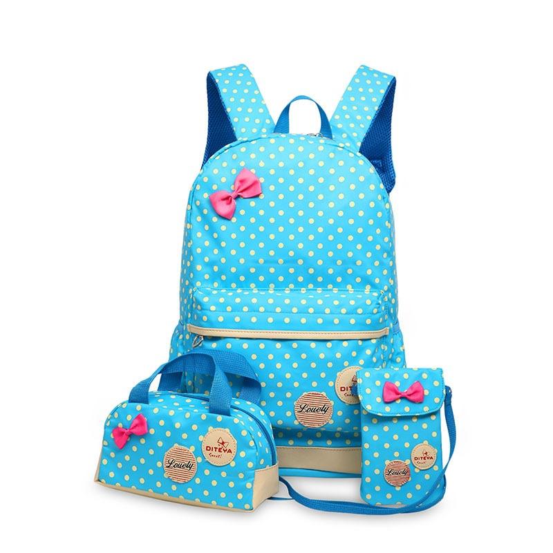 Buy School Bags Large Capacity Ladies Dot Printing School Backpack Set