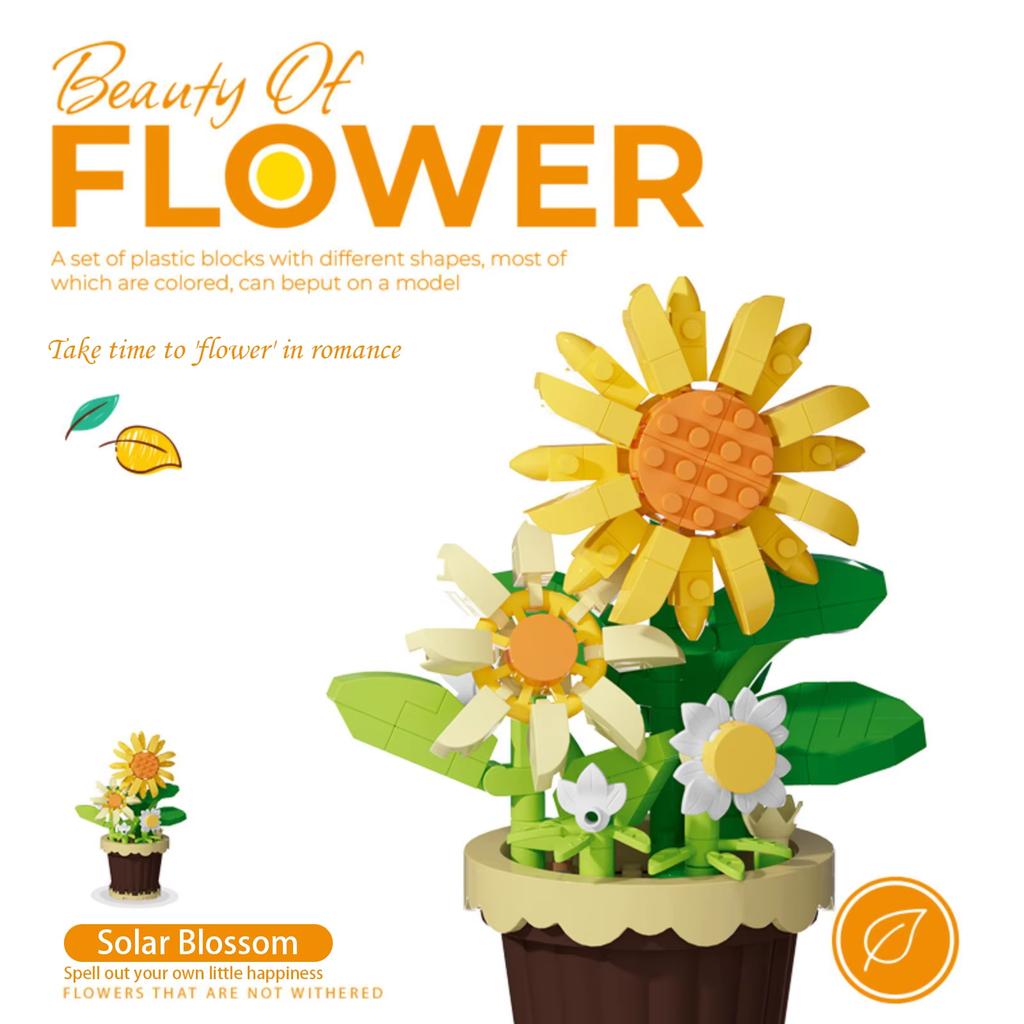 Small Particle Building Block Home Decor Series Flower Potted Plant Toys Set with Permanent Flowers Gift for Plant Arrangements