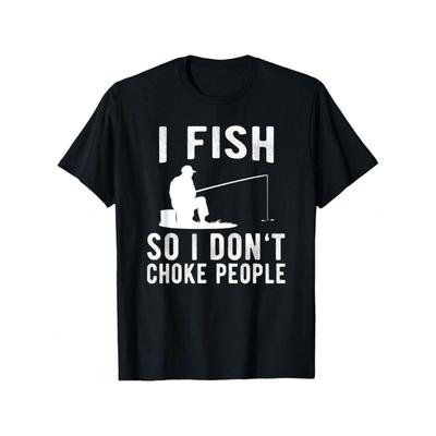 Europejskie rozmiary Zabawny T-shirt z grafiką wędkarską dla mężczyzn, Casualowy T-shirt z krótkim rękawem, Miękki i wygodny strój outdoorowy dla mężczyzn