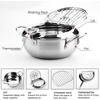304 Stainless Steel Deep Fryer Pot with Lid Tempura Fry Pot Tempura Deep Fryer with Thermometer Control and Oil Drain