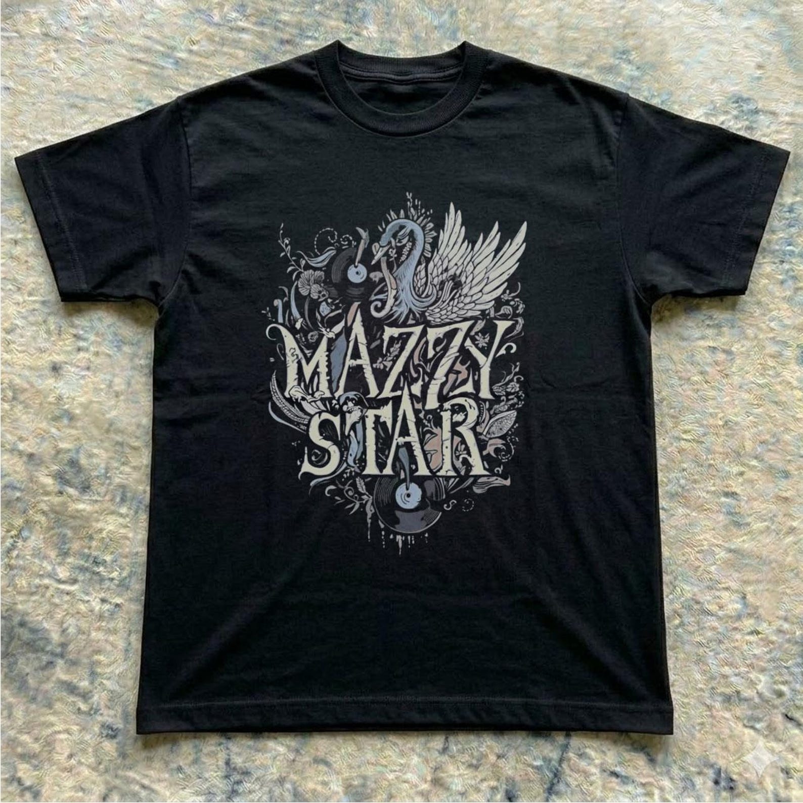 Mazzy Star Moon and Cat Tee, 90s Alt Rock, Hope Sandoval, , unisex Band Tee, XL