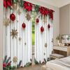 Flat Printing Christmas Hot Curtains Festive Ornaments Digital Printed Polyester Drapes Birthday Party Use Set Of 2 Made