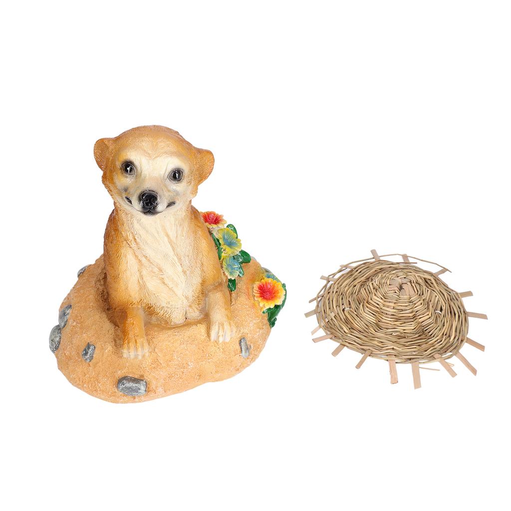 Straw Hat Meerkat Ornaments Meerkat Garden Statue Flower Pot Decoration Resin Crafts for Lawn