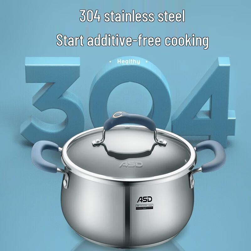 ASD DeLisha Pot à Soupe Antiadhésif Haut de Gamme 24 cm Acier Inoxydable 304