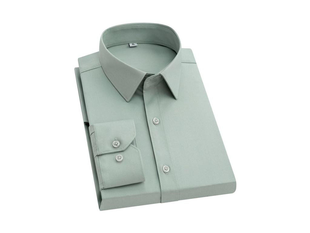 Men's Long Sleeve Bamboo Fiber Formal Shirt - White & Blue, Stretchable, Plus Size Available
