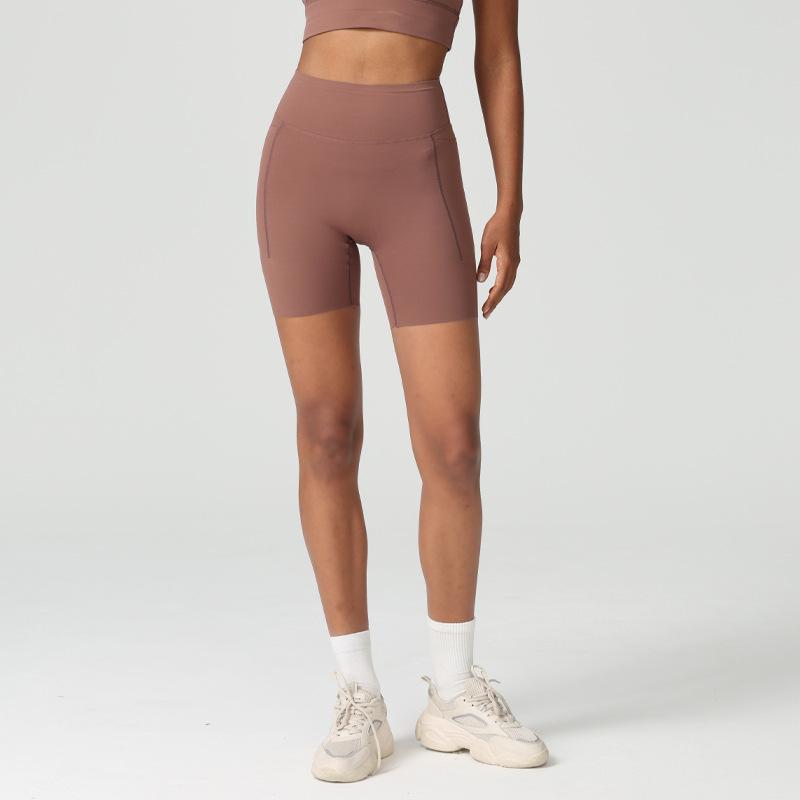 New Lycra fitness shorts women s nude tight yoga clothes high waist peach hip lift quick drying sports yoga shorts 2/XS