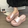 Internet celebrities thick-soled heel cool slippers women summer wear retro black high-heeled one-word drag fairy style sandals
