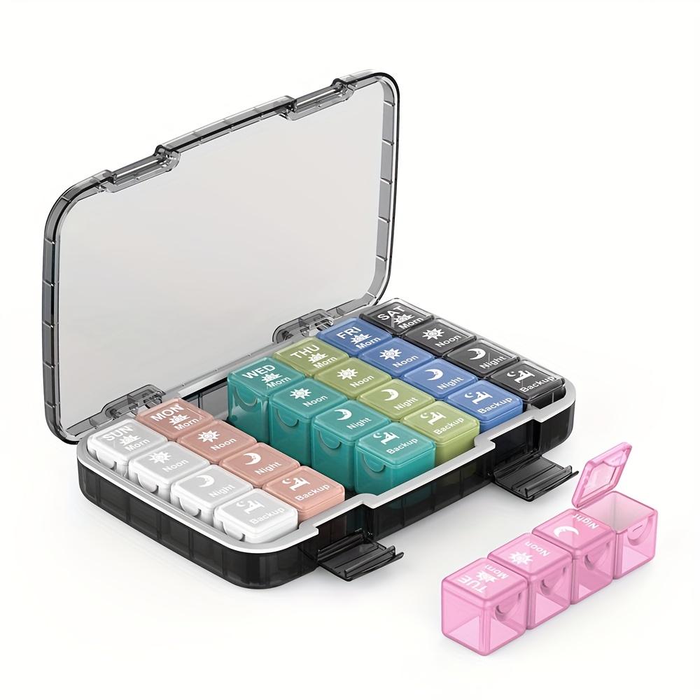 

Weekly Pill Organizer 4 Times per Day, 28 compartments Large Pill Organizer, Moisture-Proof and Waterproof 7 Days Medicine Box чёрный