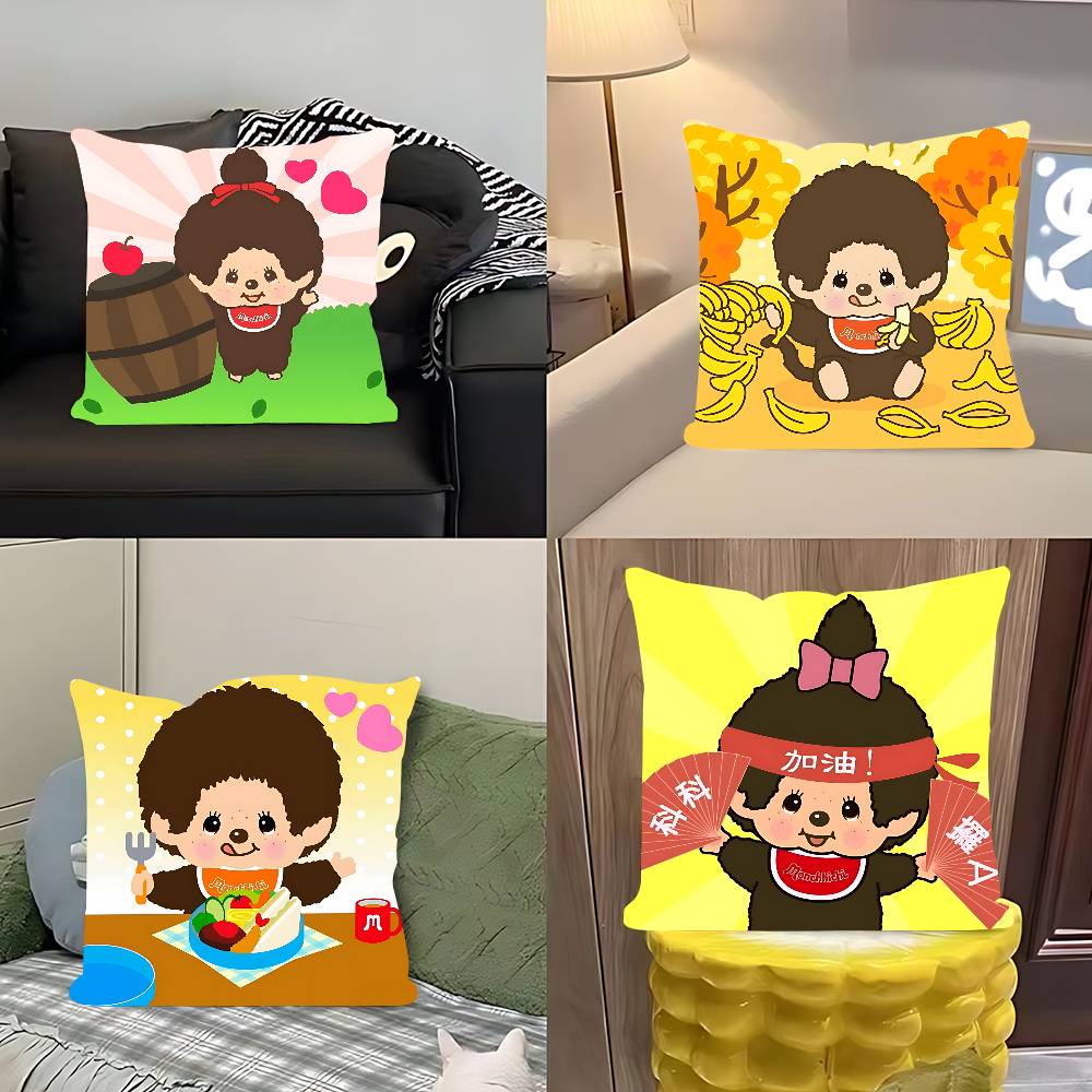 Cartoon M-MonchhichiS Pillow Case Removable Washable Cushion Cover – All-Season Soft Linen