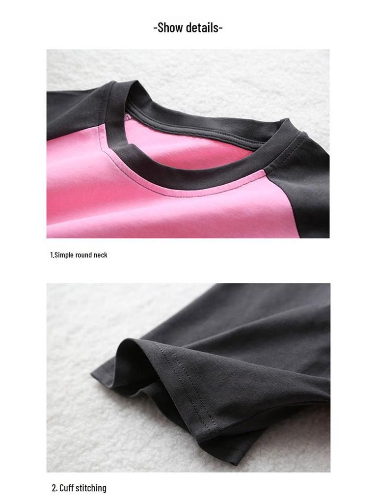 Women's Pure Cotton Raglan Sleeve T-Shirt - Trendy Color Block, Unisex Style, Custom Logo