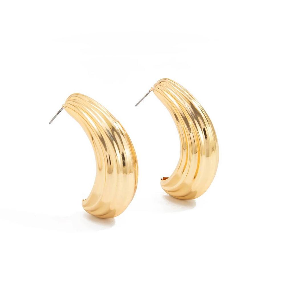 IngeSight.Z Simple Retro Half Moon Geometric Stud Earrings Elegant Gold Color Metal Piercing Earring Wedding Daily Party Jewelry