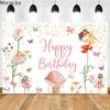 Mocsicka Children's Birthday Photography Background Elf Mushroom House Decoration Props Birthday Party Photo Backdrop Banner