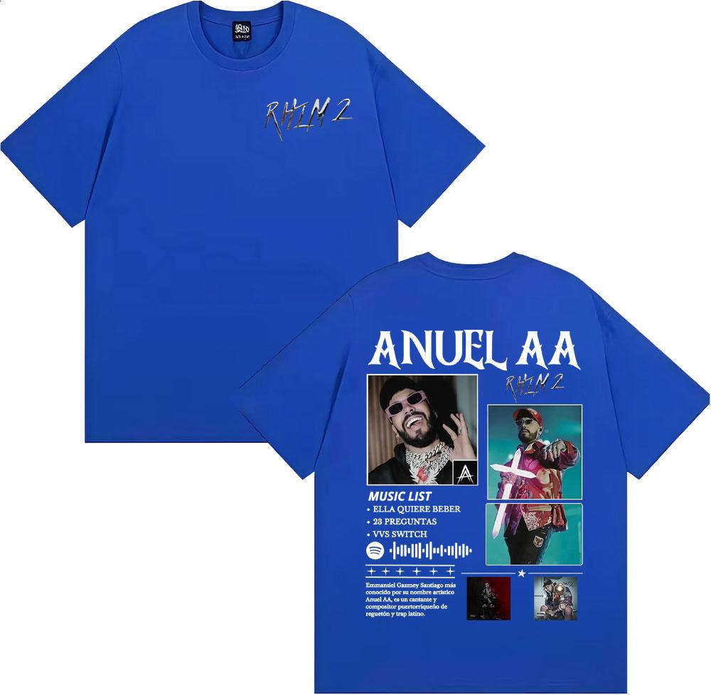 Rapper Anuel AA Rhlm 2 Album 2025 Merch Tshirts for Unisex Women Fashion Gothic Vintage T Shirt Oversized Cotton Tshirt Streetwear