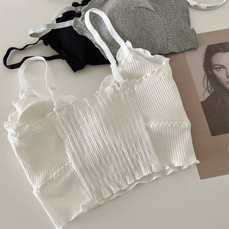 

Backless Bra for Women, Push-Up Underwear Student Korean Style Sports Cami Camisole Tank Top Bustier Wire-Free XL