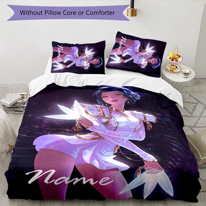 3pcs KPop Demon Hunters14 Cover Set - Personalized Name, HD Printed Bedding with 1 Cover and 2 Pillowcases - Perfect for Home Decor, Easy Care