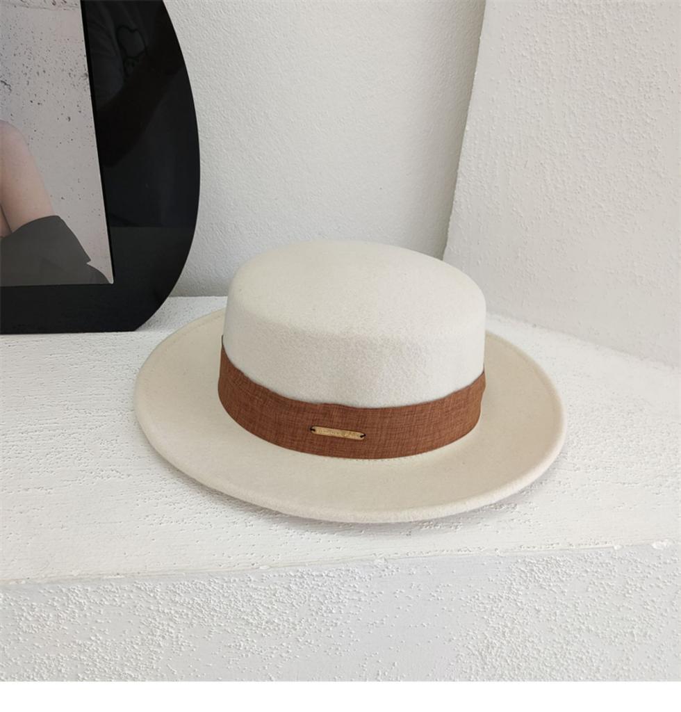 French High-quality Black Woolen Top Hat British Retro Femininity Simple Flat Edge Flat Top Jazz Hat