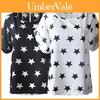 Luxurious Women's Summer Chiffon Stars Print T-shirts With Batwing Short Sleeves