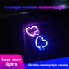 1pcs Car Heart Shape Light Solar LED Decor Suction Cup Triangle Window Ambient Light for Interior Romantic Atmosphere