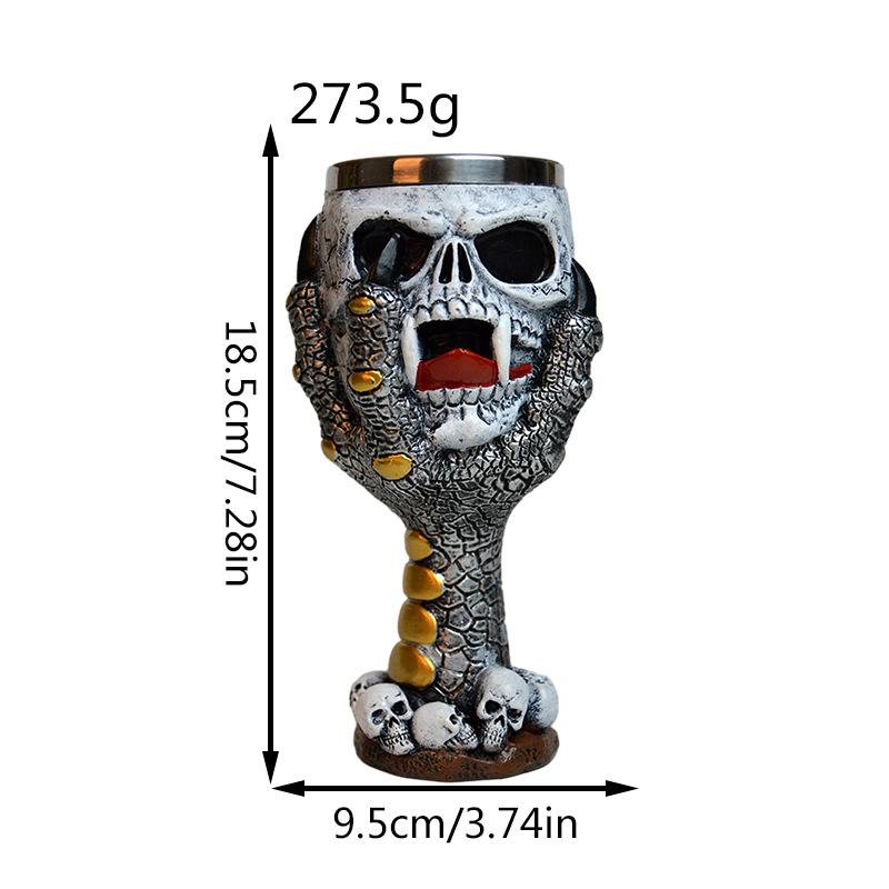 3D Stereoscopic Spooky Skull Resin Goblet Premium Stainless Steel Perfect for Pub Bar Drinkware Halloween Horror Themed Gift