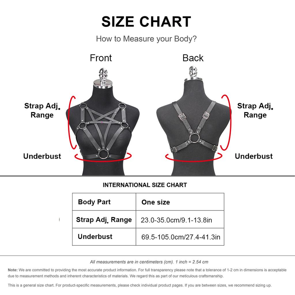 Women's Pentagram Leather Harness Bra Top - Adjustable Strappy Gothic Bralette, Vegan Leather, Rave Outfit, Emo Style