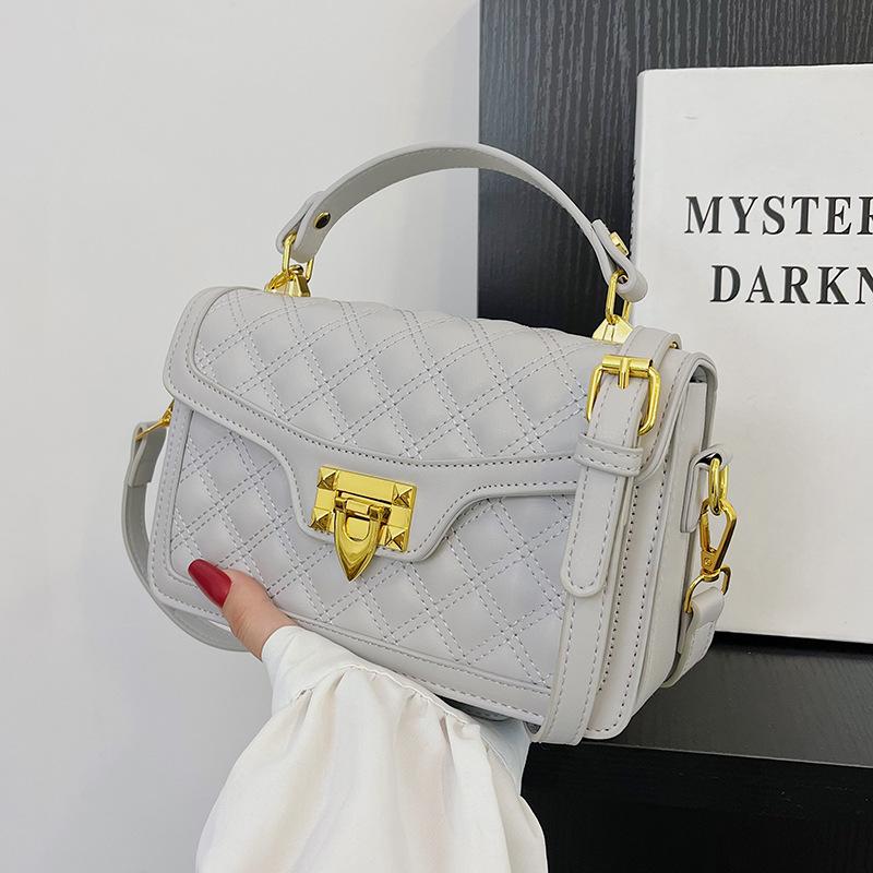 

2024 нова сумка-мессенджер жіноча сумка осіння універсальна модна портативна діамантова квадратна сумка високого класу маленька сумка сірий колір