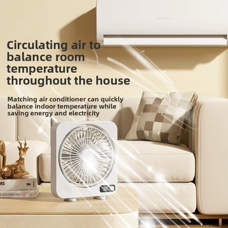 Ventilador de escritorio portátil recargable con pantalla digital para oficina y hogar