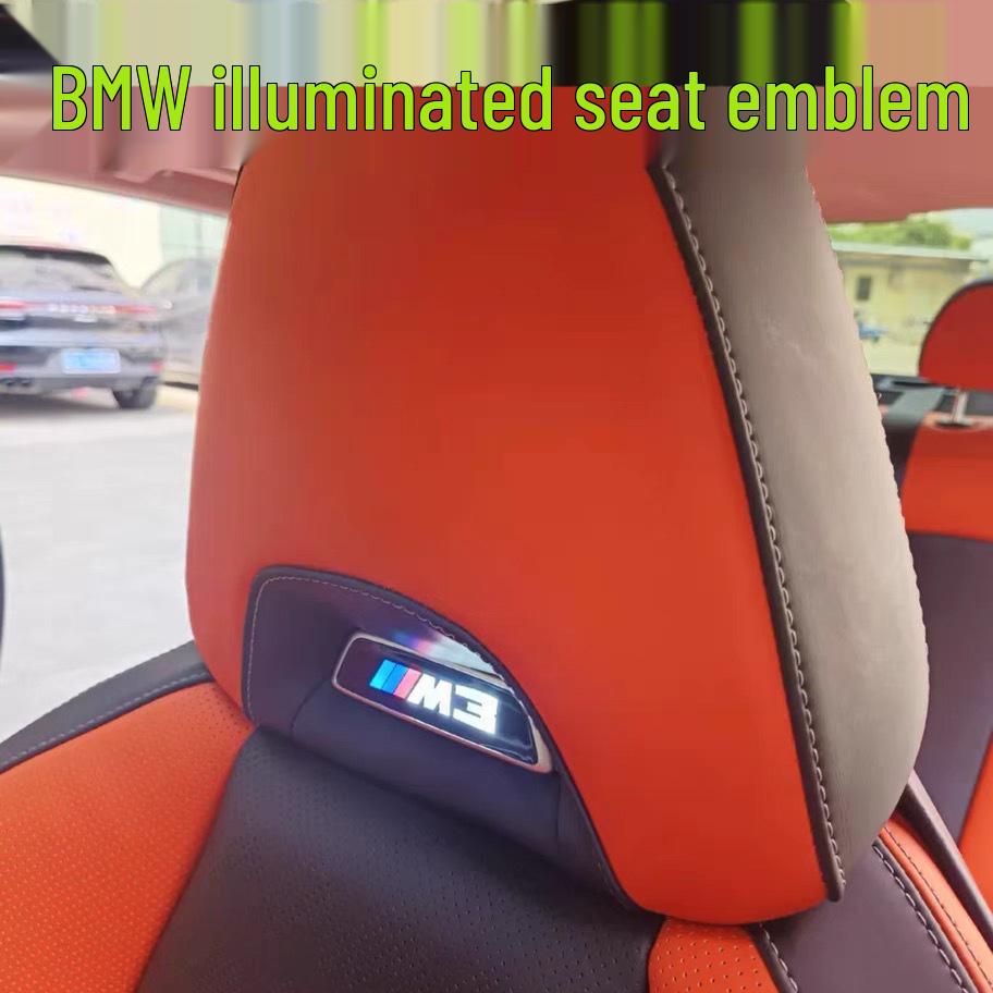 BMW M Logo Seat Emblem with Wiring Harness for M3, M4, M5, X5M, X6M - Illuminated Design